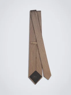 Brown and lead grey silk dégradé tie
