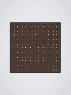 Brown and navy blue silk pocket square
