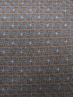 Brown and royal blue micro motif silk tie