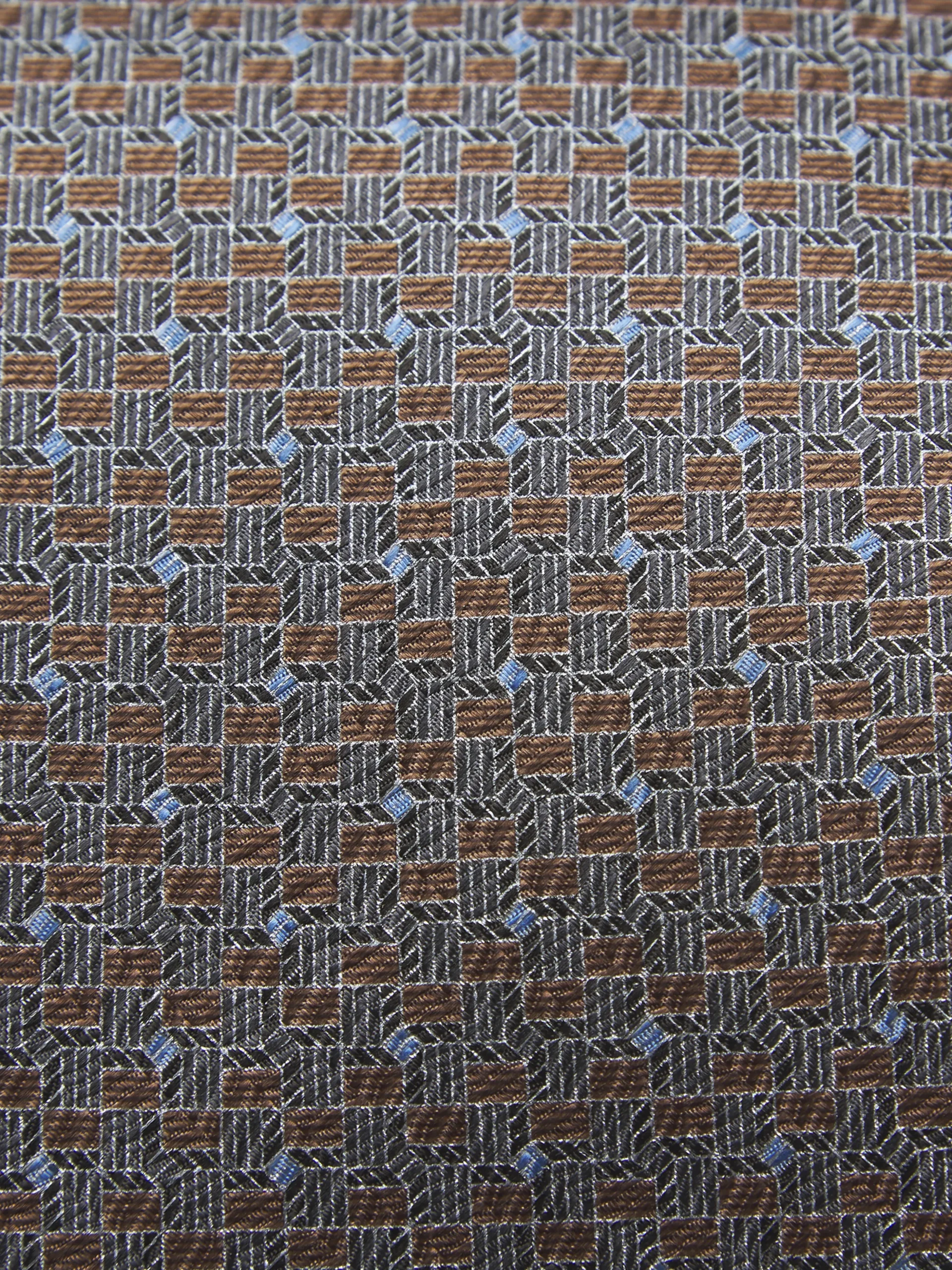Brown and royal blue micro motif silk tie