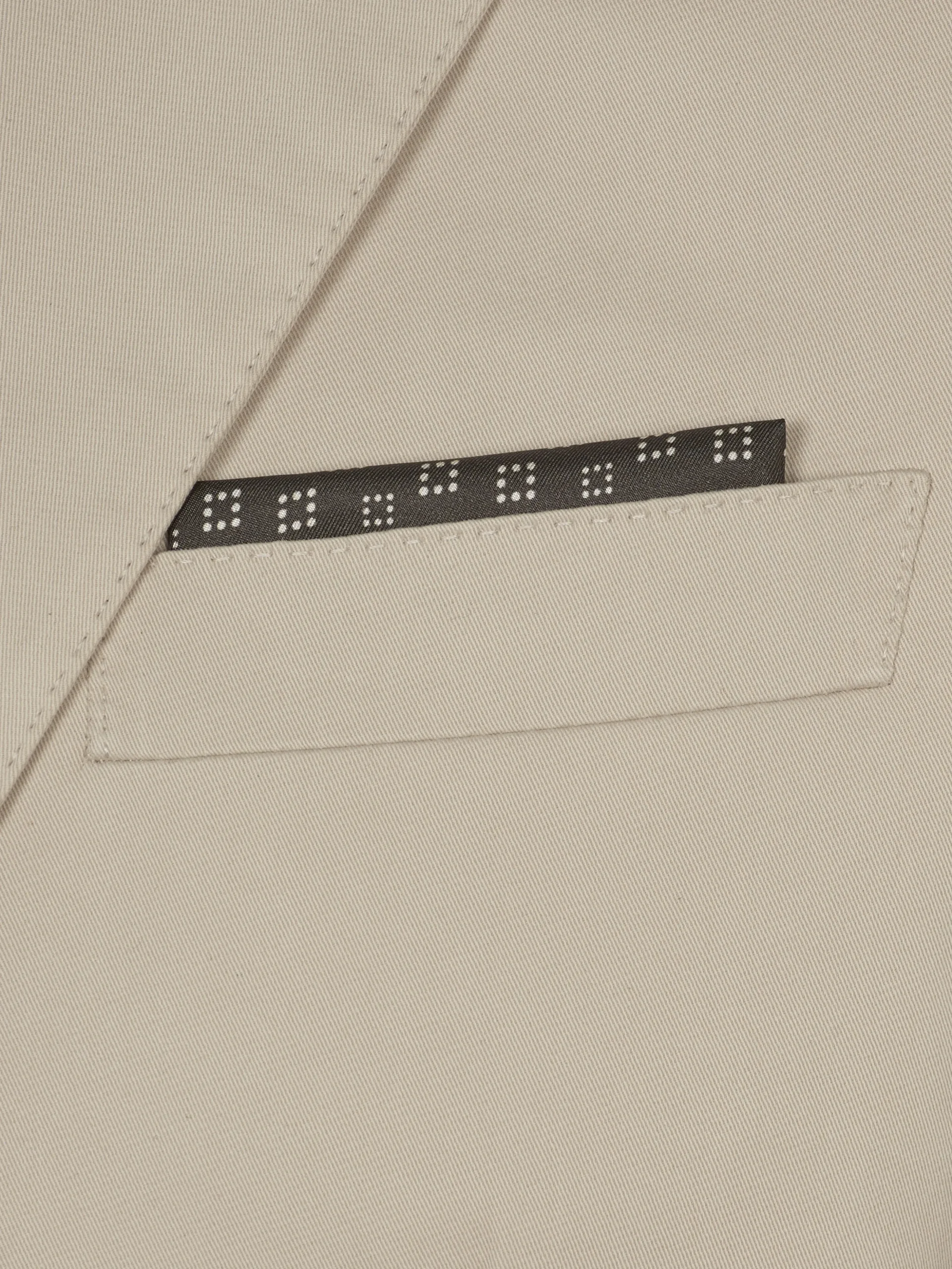 Brown and white micro motif silk pocket square