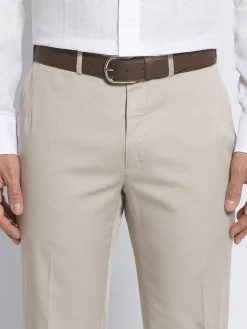 Brown grained leather belt