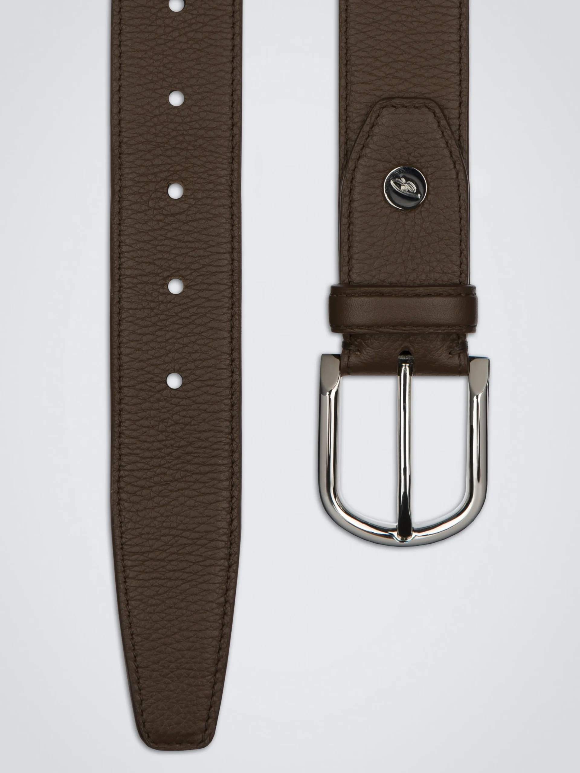Brown grained leather belt