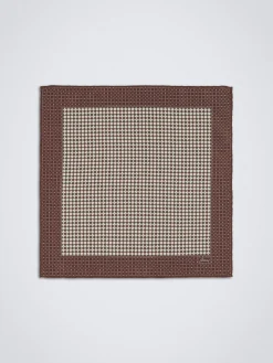 Brown micro motif silk pocket square