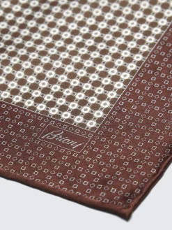 Brown micro motif silk pocket square