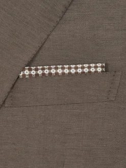 Brown micro motif silk pocket square