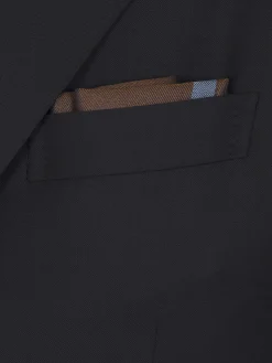 Burnt brown and light blue silk pocket sqaure