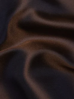 Burnt brown and light blue silk pocket sqaure