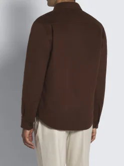 Burnt brown double-splittable wool and cashmere Vagabond overshirt