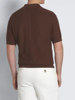 Burnt brown jacquard Sea Island cotton polo