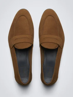 Burnt brown nubuck Appia penny loafers