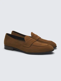 Burnt brown nubuck Appia penny loafers