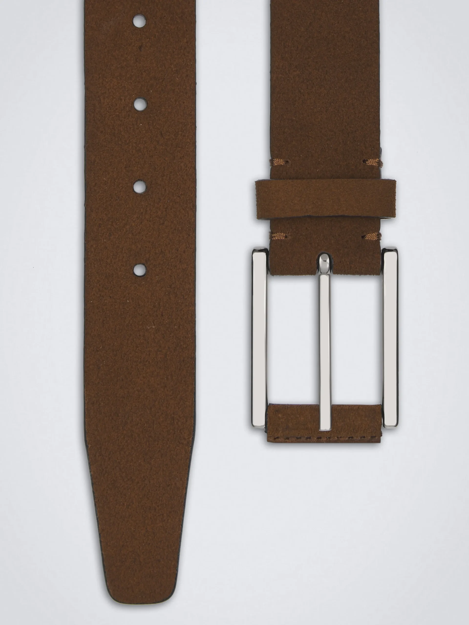 Burnt brown suede and calf leather belt