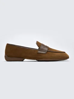 Burnt brown suede Monza driver loafers