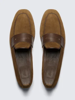 Burnt brown suede Monza driver loafers
