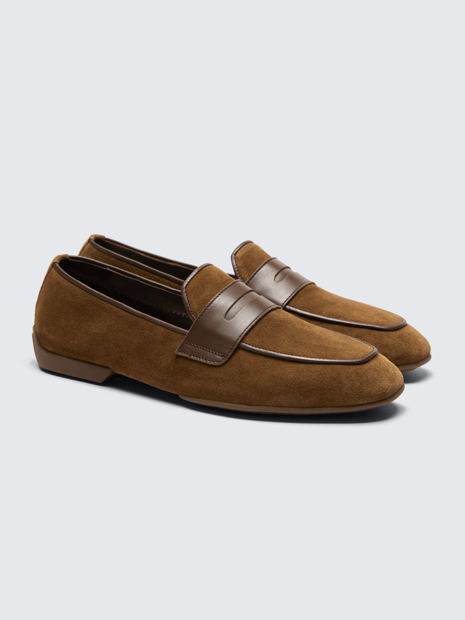 Burnt brown suede Monza driver loafers