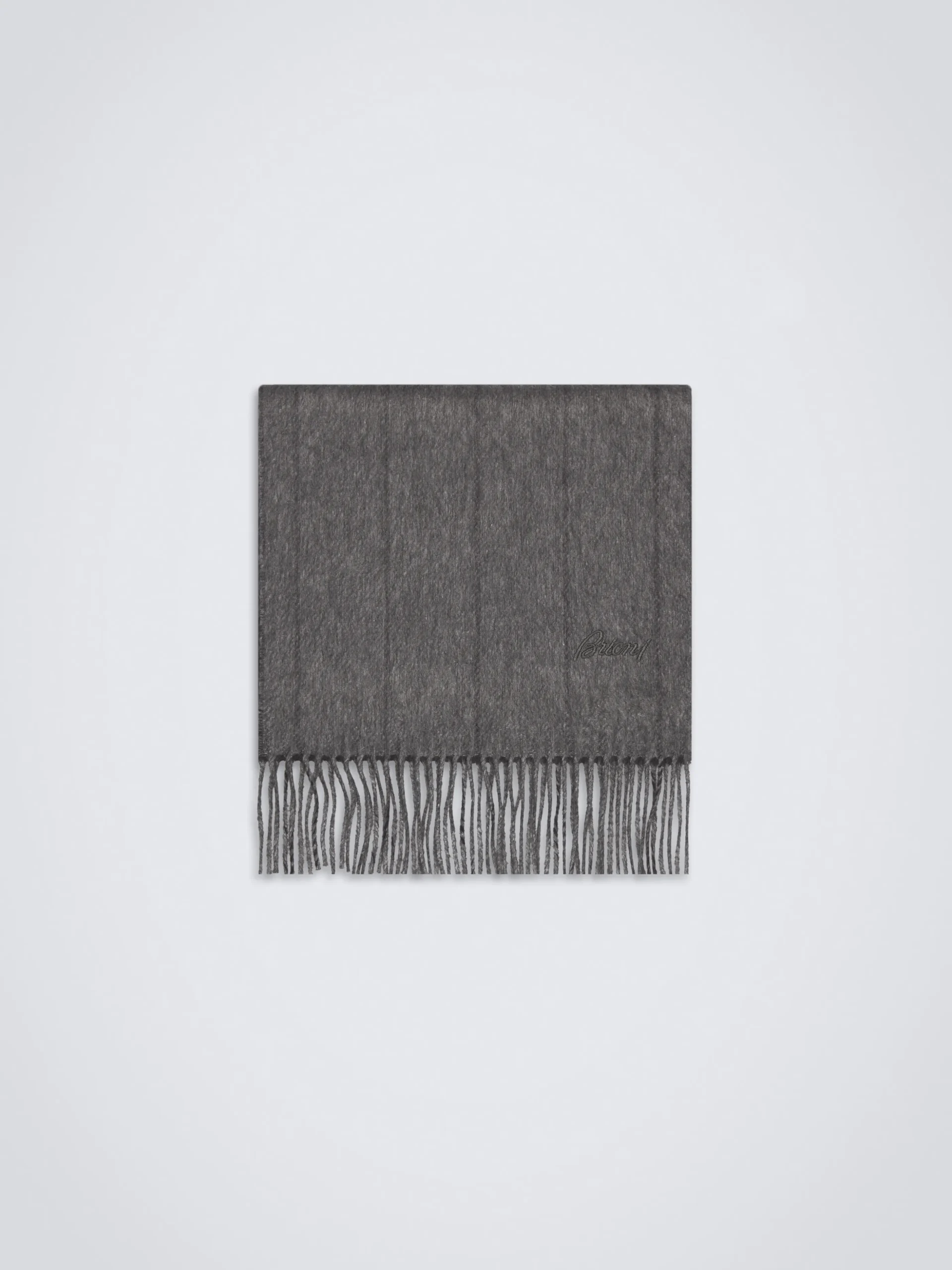 Charcoal and lead grey silk and cashmere scarf