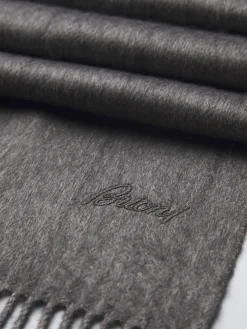 Charcoal and lead grey silk and cashmere scarf