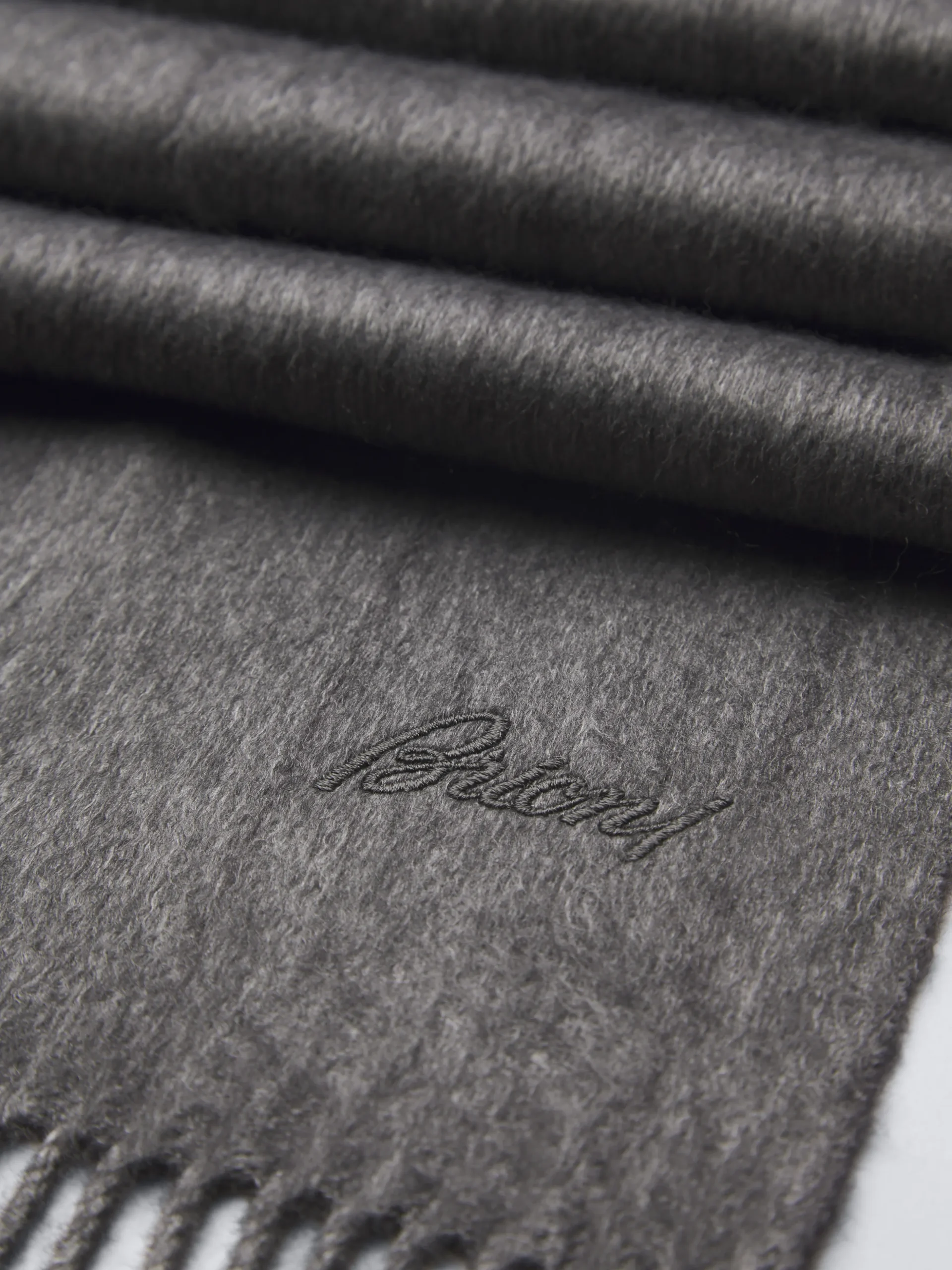 Charcoal and lead grey silk and cashmere scarf