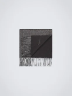 Charcoal and lead grey silk and cashmere scarf