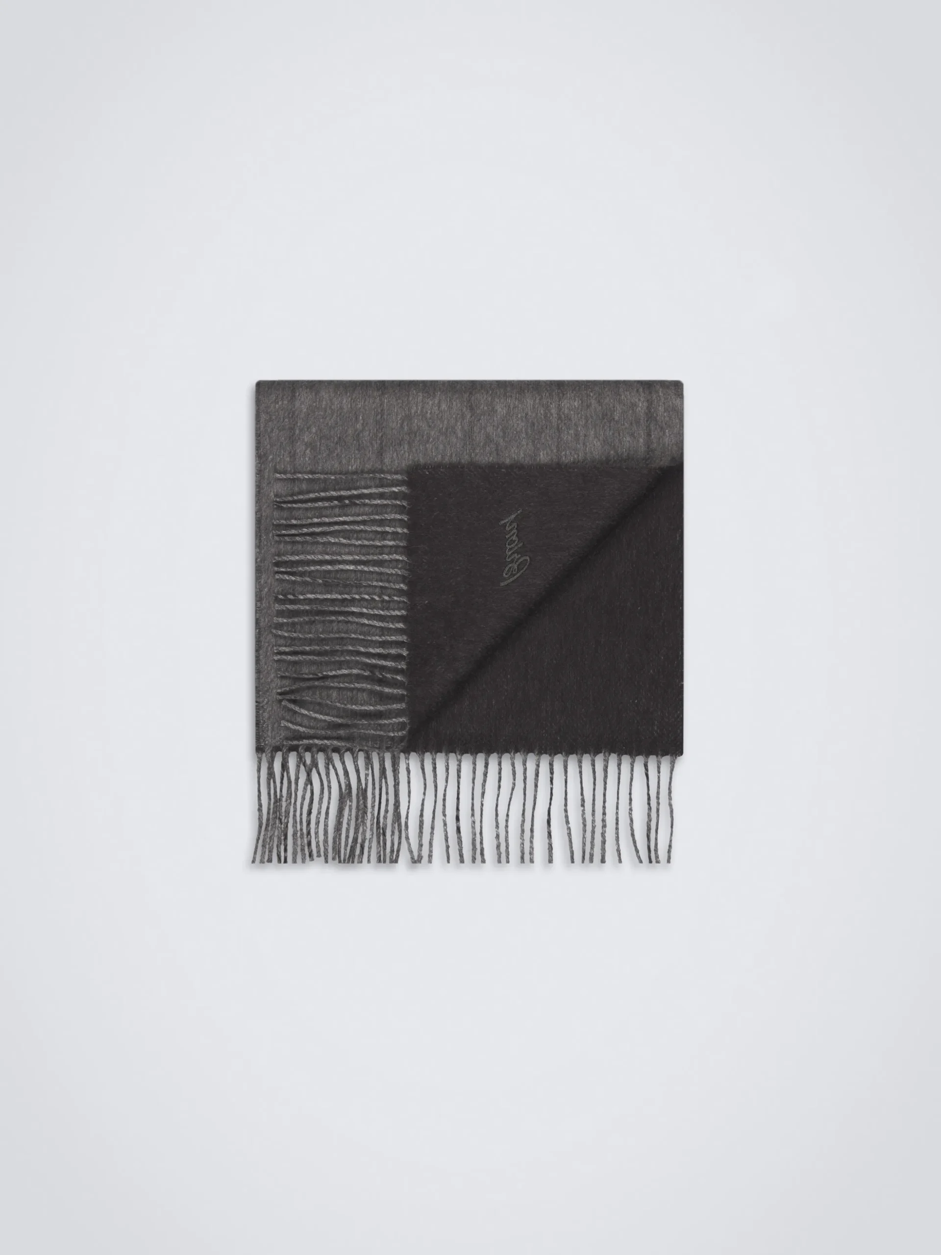 Charcoal and lead grey silk and cashmere scarf