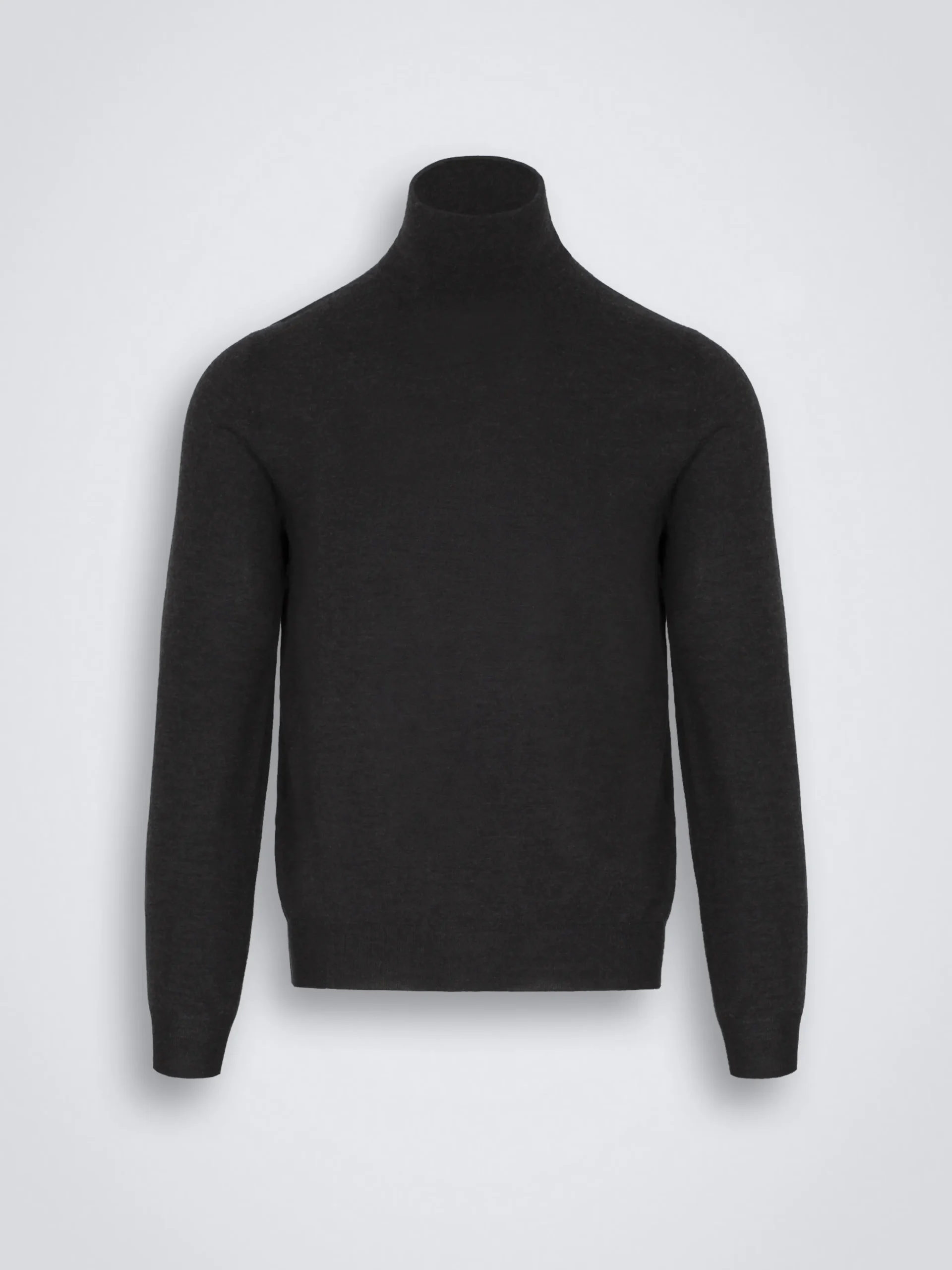 Charcoal grey cashmere and silk turtleneck sweater