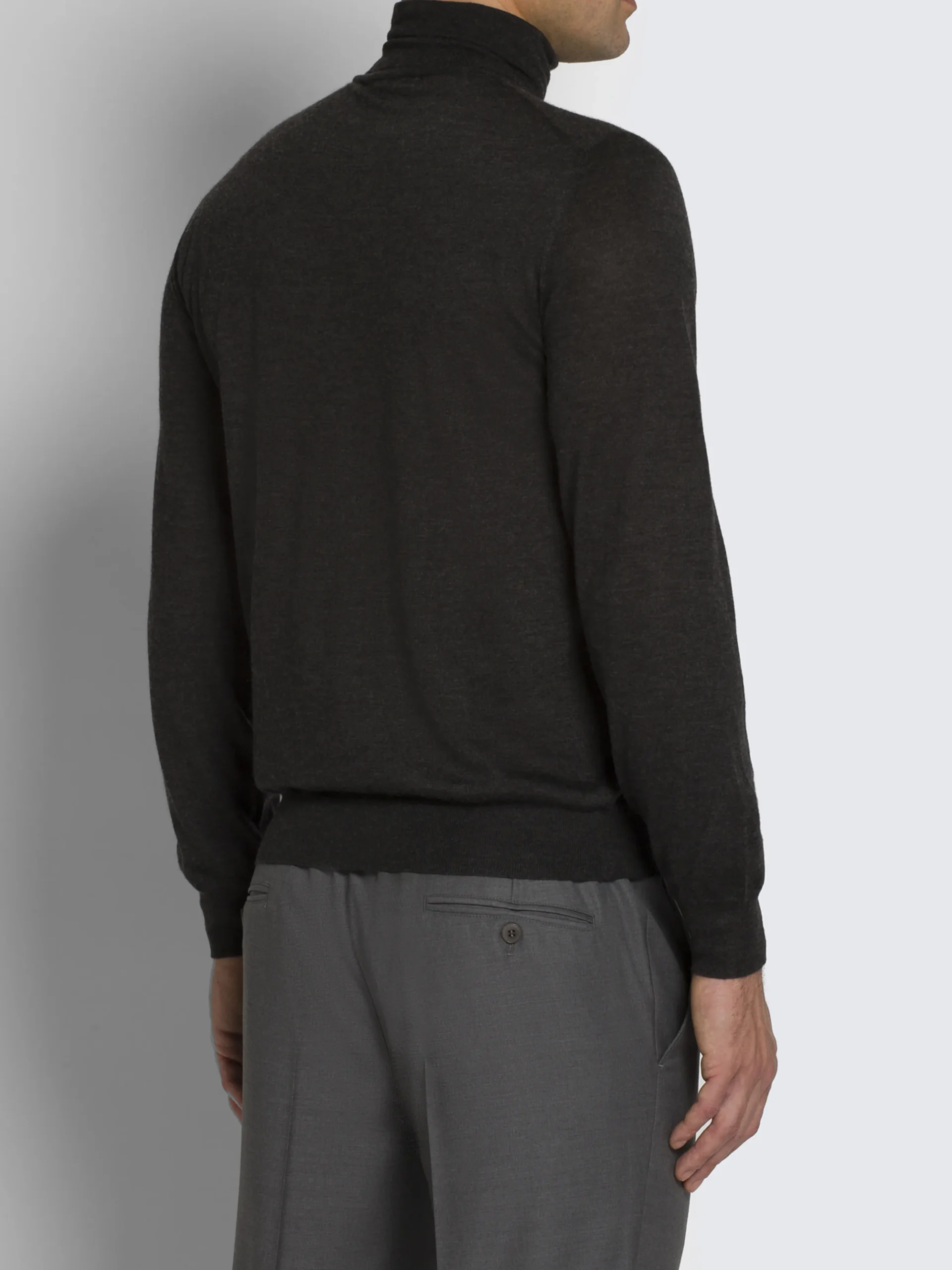 Charcoal grey cashmere and silk turtleneck sweater
