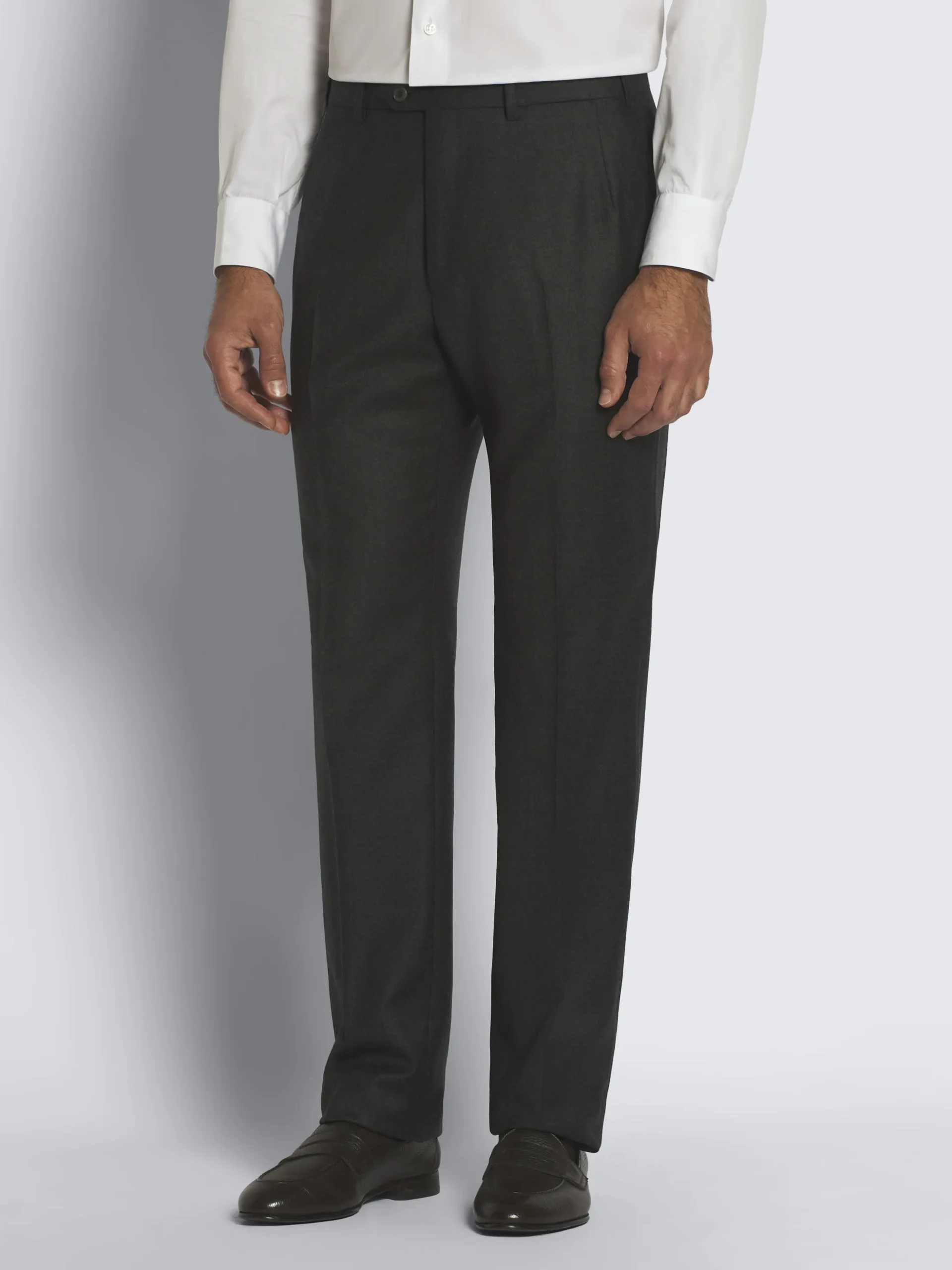 Charcoal grey flannel wool Tigullio trousers