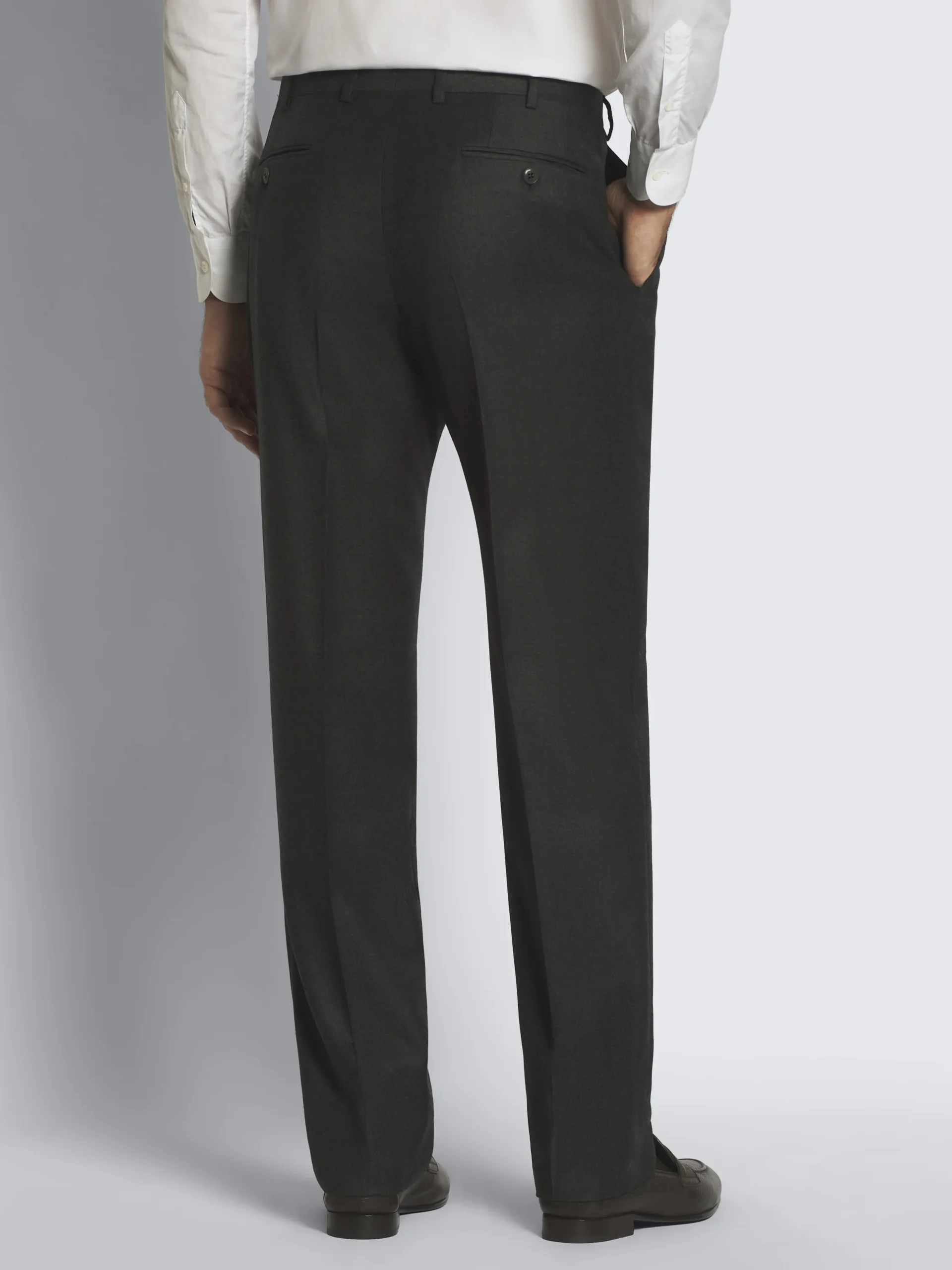 Charcoal grey flannel wool Tigullio trousers