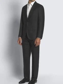 Charcoal grey glen plaid Super 150's responsible wool flannel Plume suit