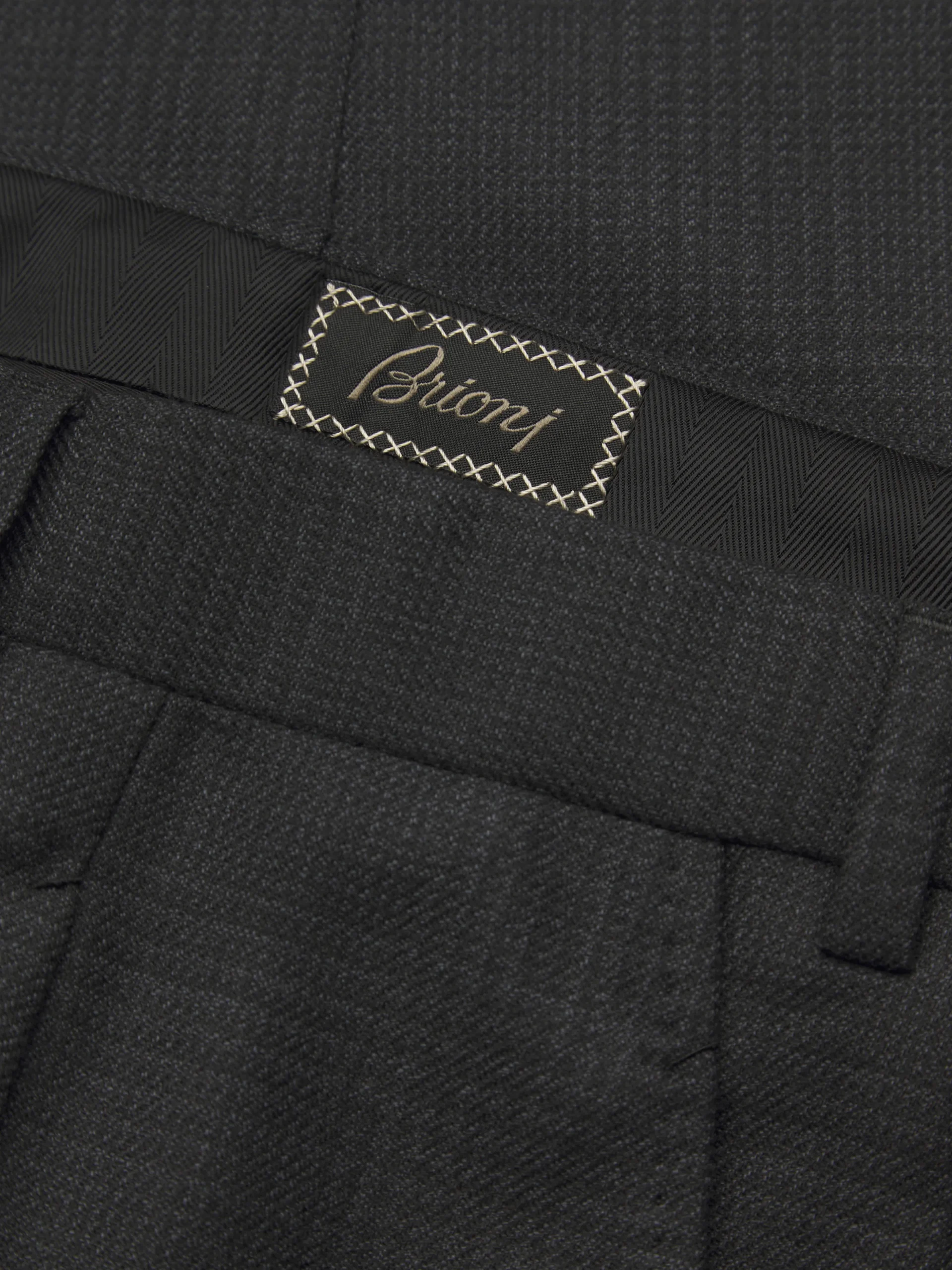 Charcoal grey glen plaid Super 150's responsible wool flannel Plume suit