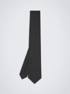 Charcoal grey houndstooth wool tie