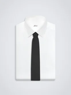 Charcoal grey houndstooth wool tie