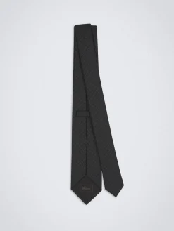 Charcoal grey houndstooth wool tie