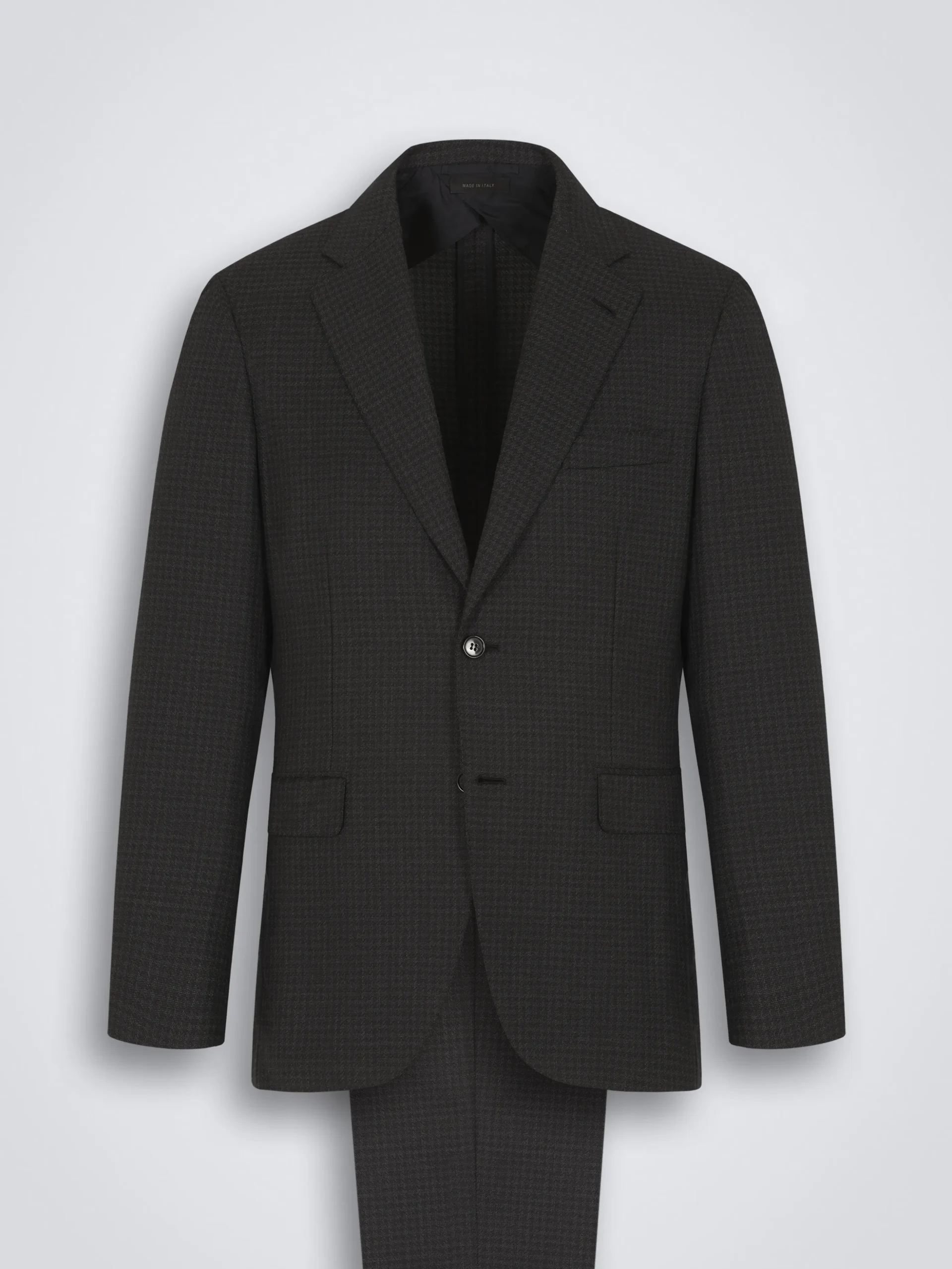 Charcoal grey houndstooth wool Plume suit