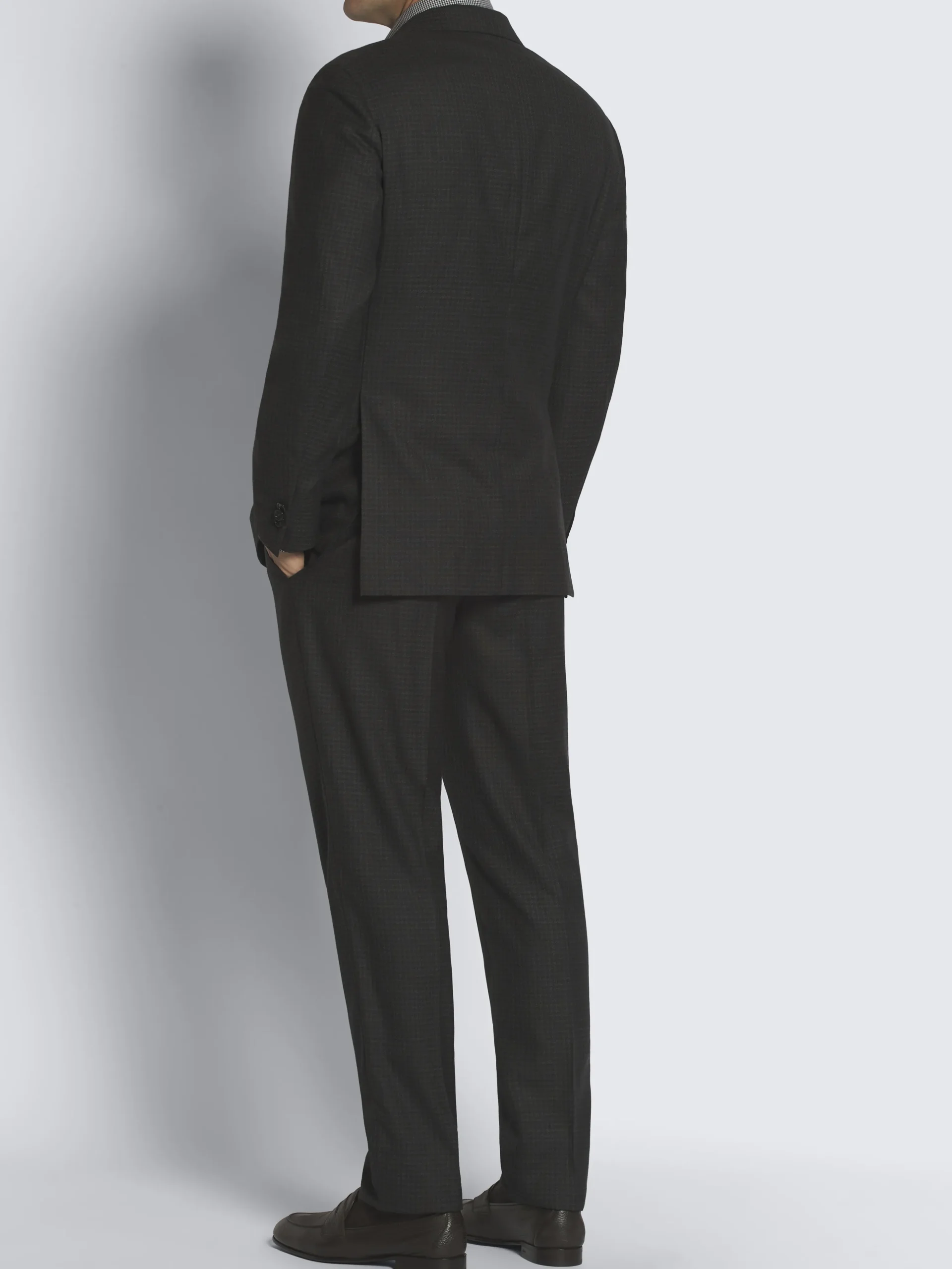 Charcoal grey houndstooth wool Plume suit
