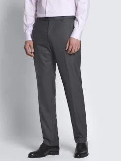 Charcoal grey pinstriped herringbone Utopia Super 220's wool Brunico suit