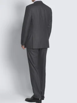 Charcoal grey pinstriped herringbone Utopia Super 220's wool Brunico suit