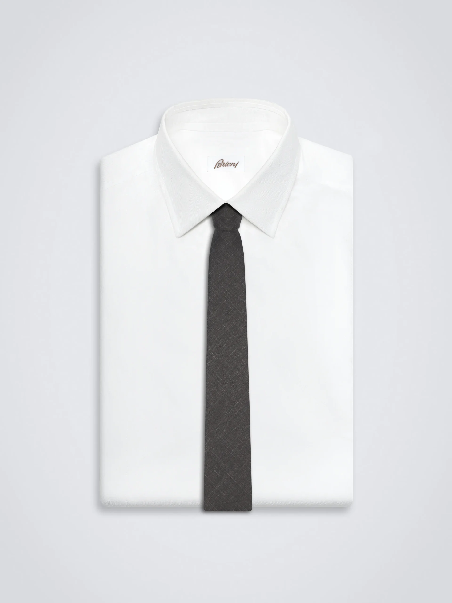 Charcoal grey silk, cashmere and linen twill tie