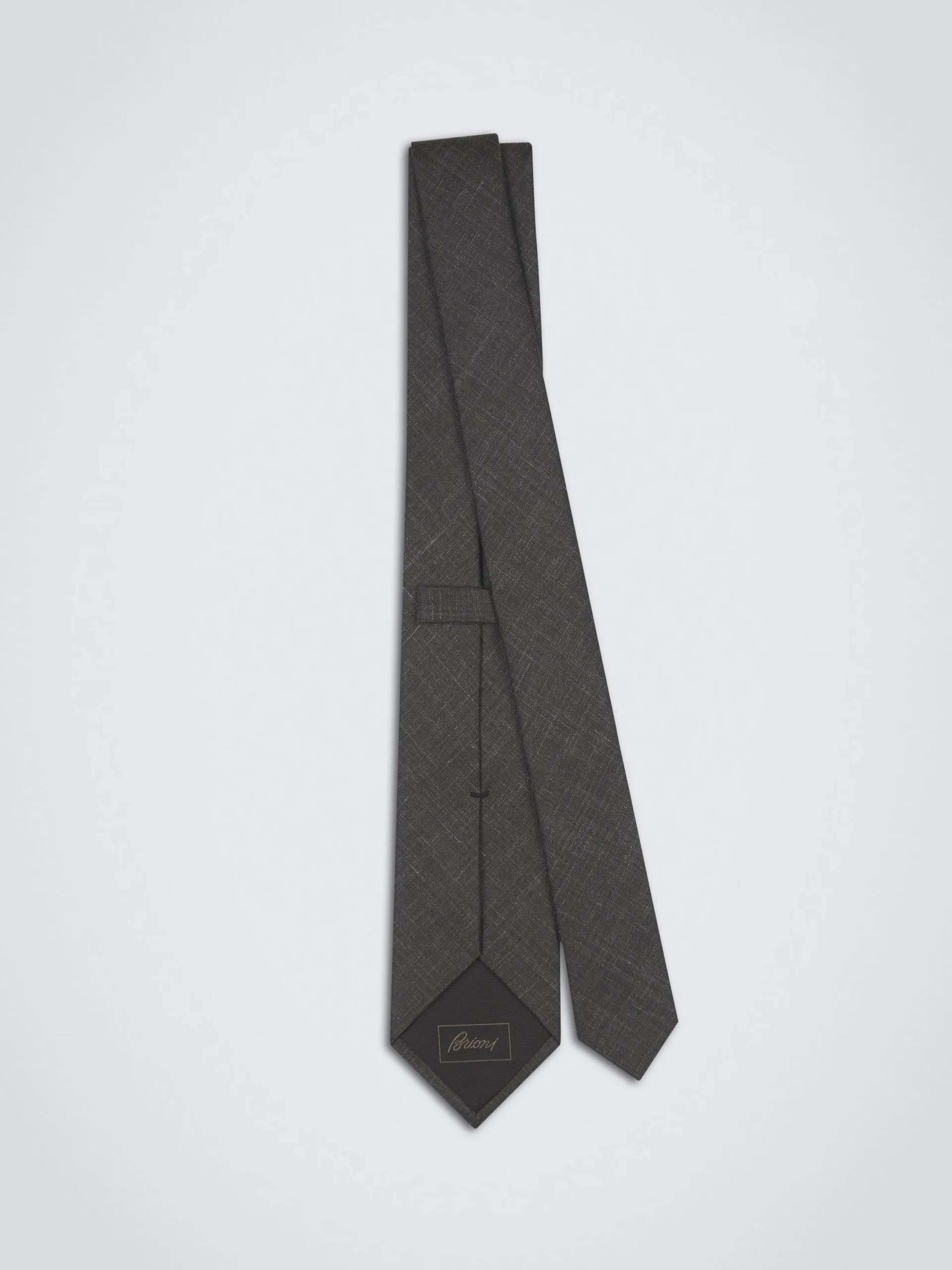 Charcoal grey silk, cashmere and linen twill tie