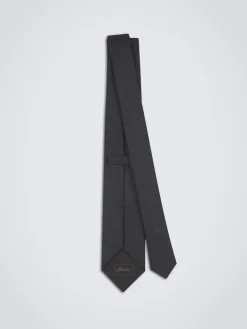 Charcoal grey Super 150's responsible glen plaid flannel wool tie