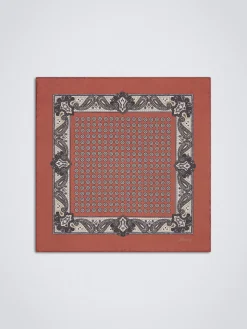 Coral red silk pocket square