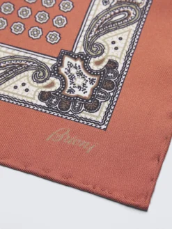 Coral red silk pocket square