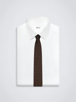 Dark brown and pink silk tie