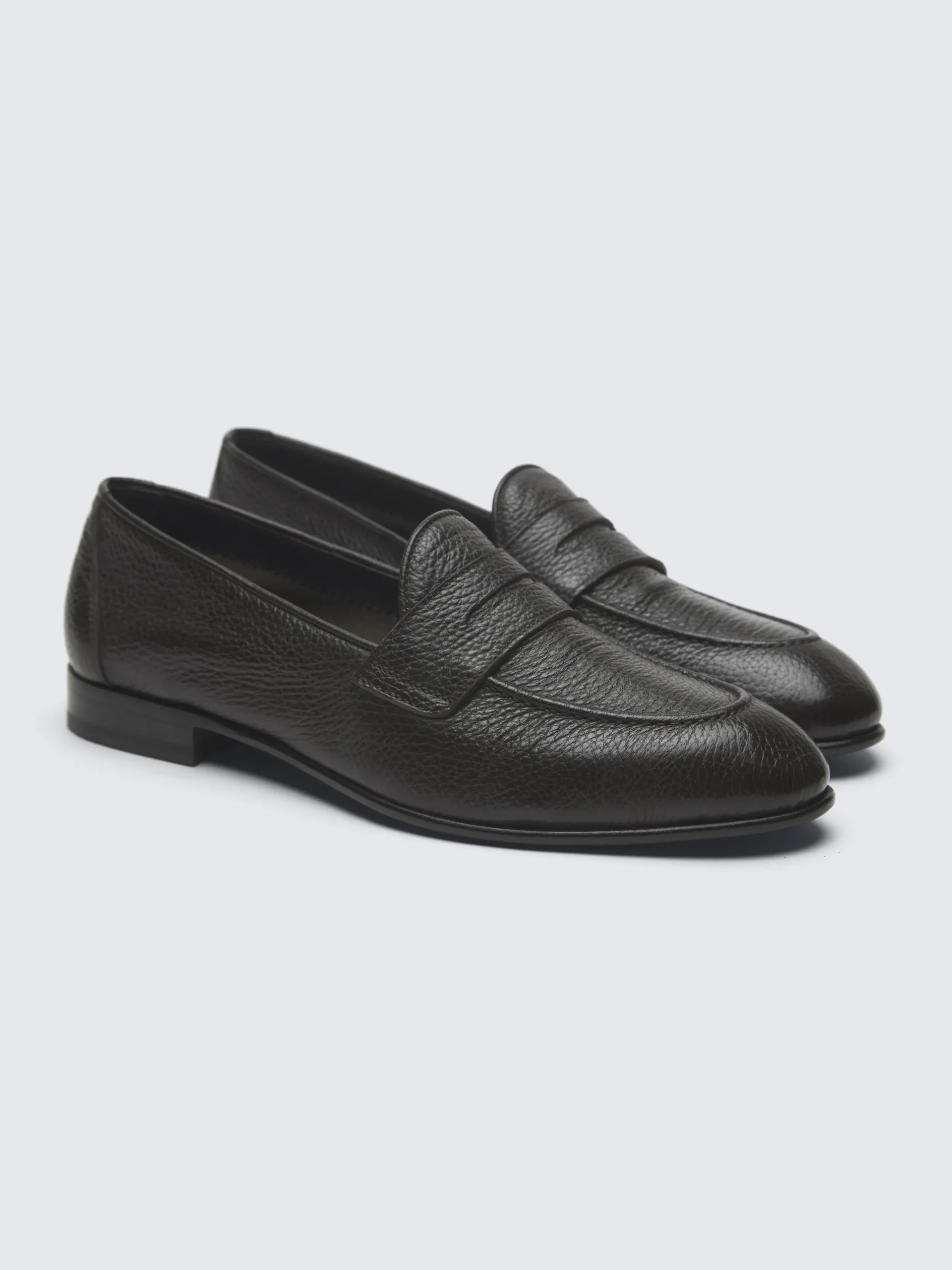 Dark brown deerskin leather Appia penny loafer