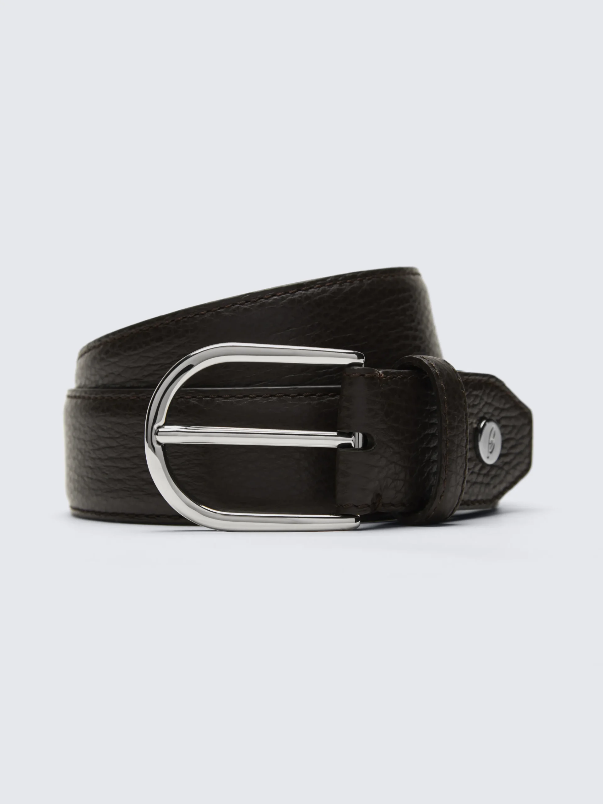Dark brown grained calf leather belt