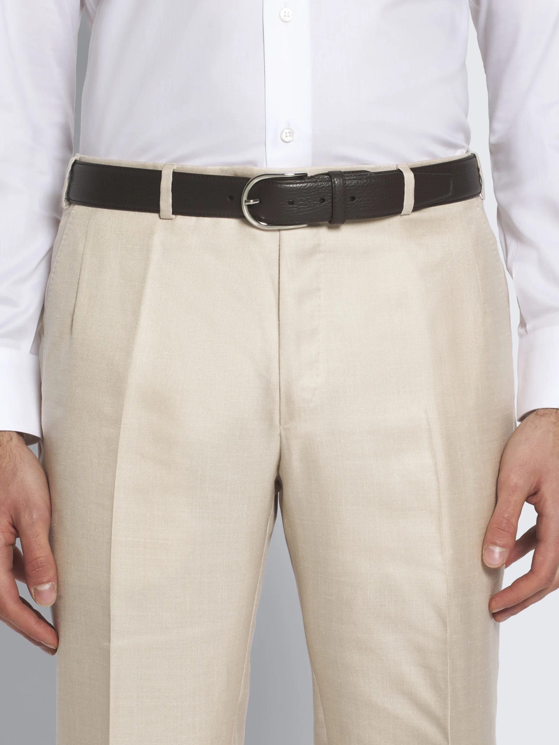 Dark brown grained calf leather belt