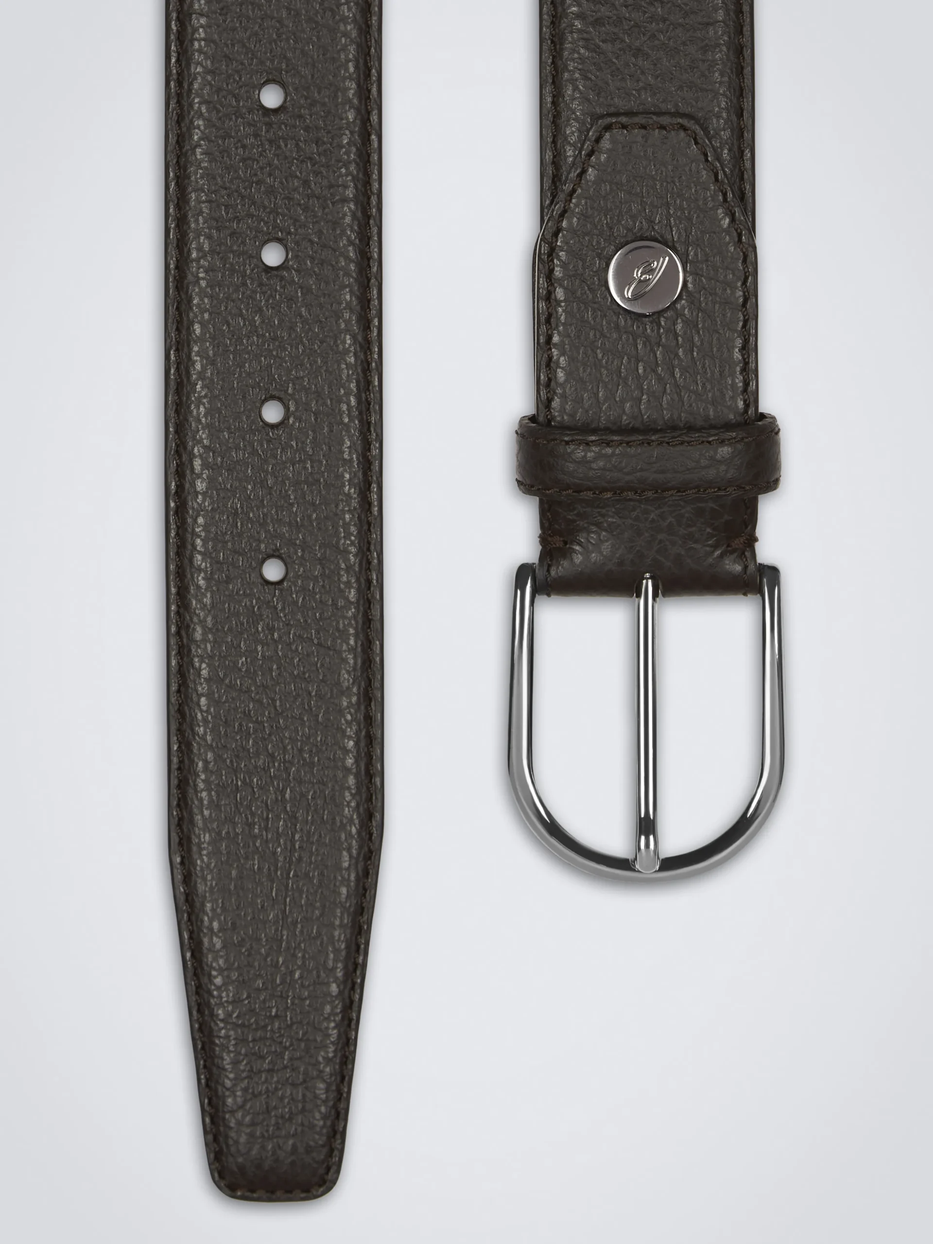 Dark brown grained calf leather belt
