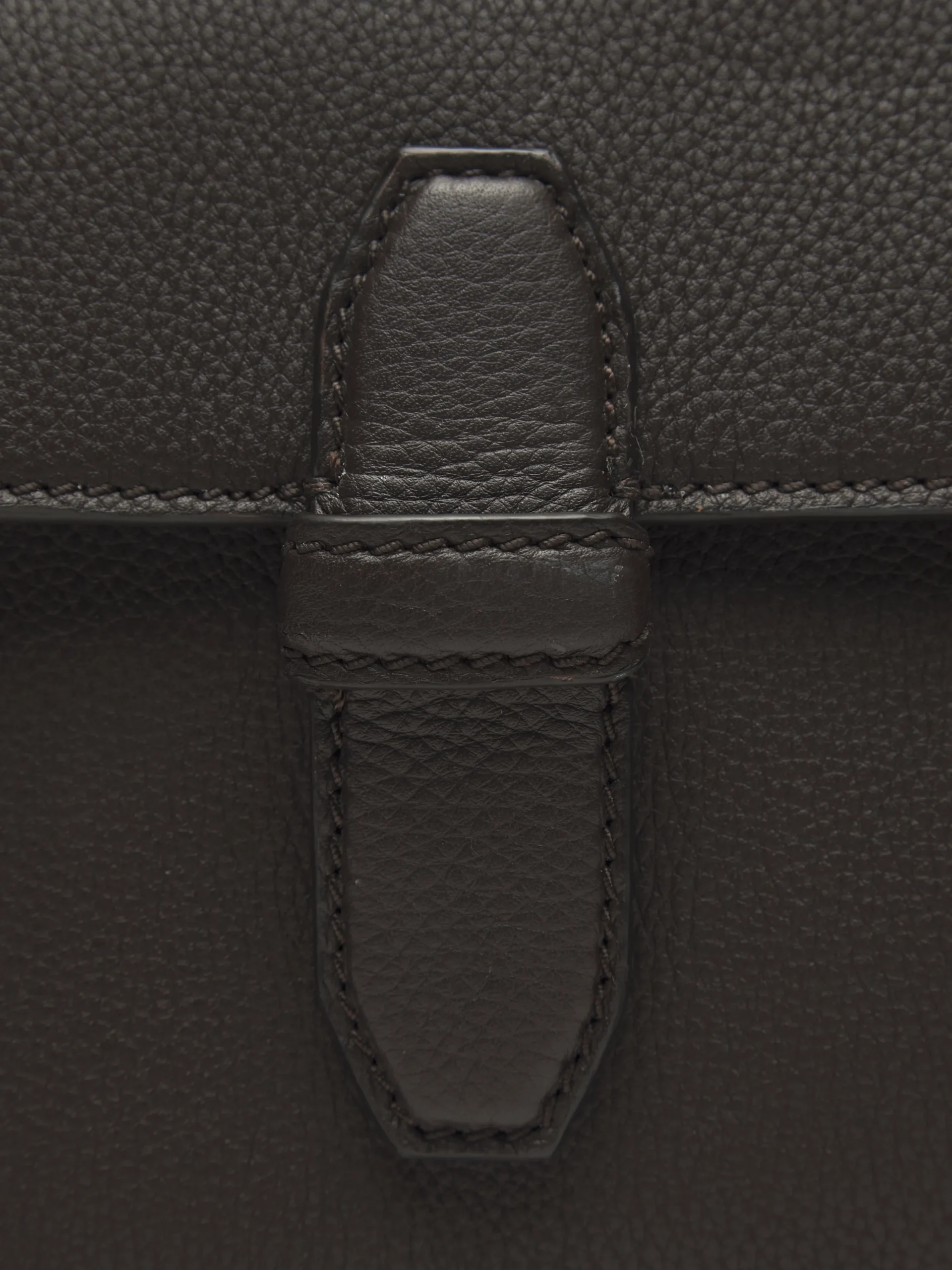 Dark brown grained leather messenger bag