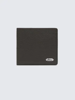 Dark brown grained leather wallet